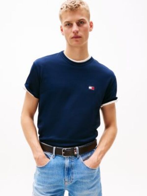 Μπλε T-Shirt Με Σήμα Tommy Και Κανονική Λαιμόκοψη  Άνδρες