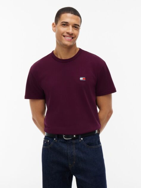 Μωβ T-Shirt Με Σήμα Tommy Και Κανονική Λαιμόκοψη  Άνδρες