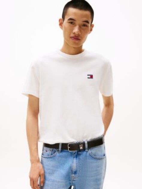 Μπεζ T-Shirt Με Σήμα Tommy Και Κανονική Λαιμόκοψη  Άνδρες