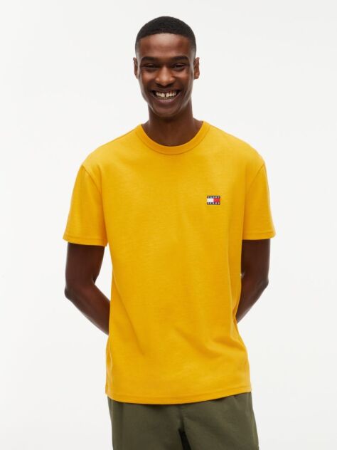 Κίτρινο T-Shirt Με Σήμα Tommy Και Κανονική Λαιμόκοψη  Άνδρες