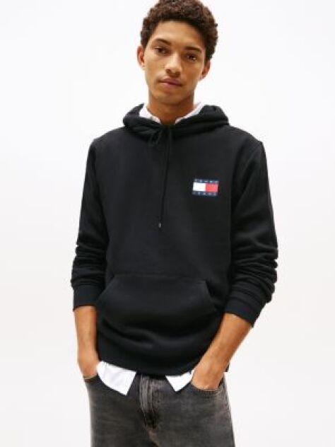 Black Logo Drawstring Hoody  Men
