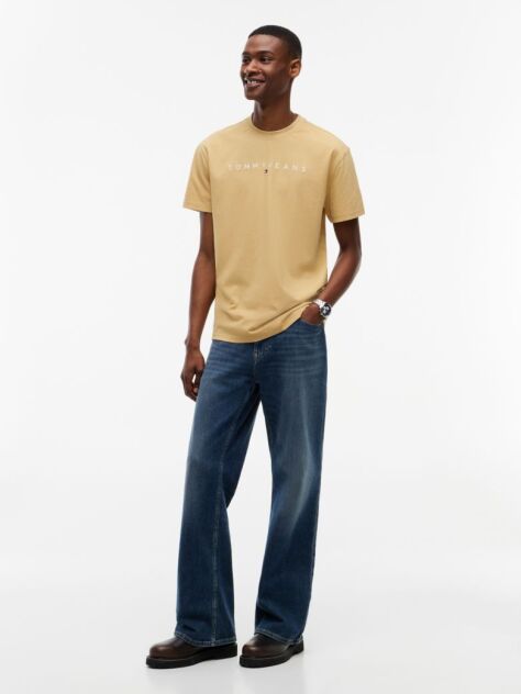 Beige Regular Logo Embroidery T-Shirt  Men