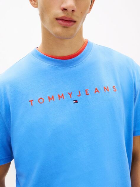 Blue Regular Logo Embroidery T-Shirt  Men