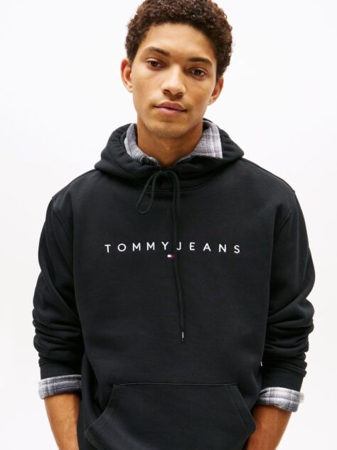 Μαύρο Hoody Σε Κανονική Γραμμή Με Λογότυπο  Άνδρες