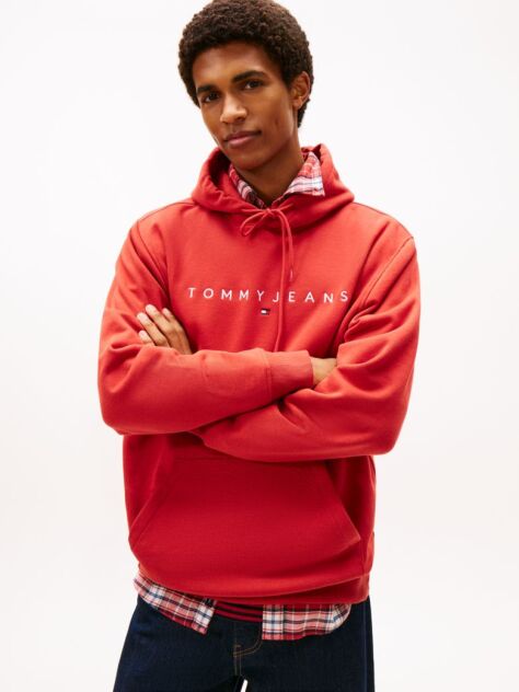 Κόκκινο Hoody Σε Κανονική Γραμμή Με Λογότυπο  Άνδρες
