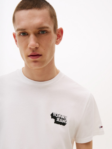 White Stack Logo Slim T-Shirt  Men