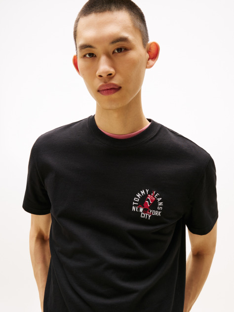 Black Regular Small Motif T-Shirt  Men