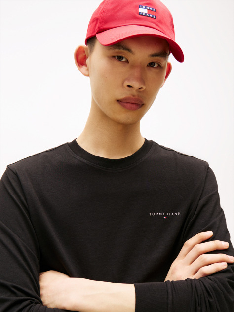 Μαύρο Μακρυμάνικο T-Shirt Σε Slim Γραμμή Με Λογότυπο  Άνδρες