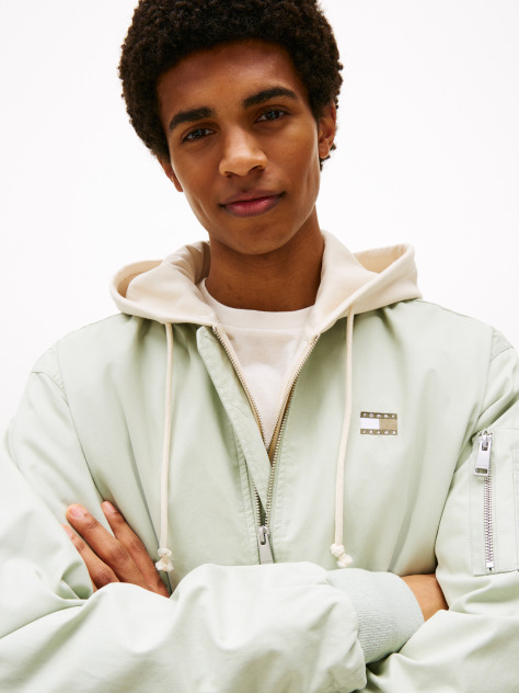 Green Cotton Bomber Jacket  Men