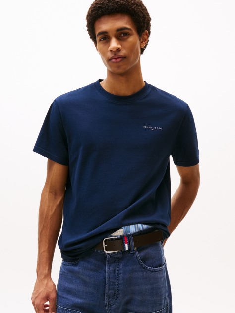 Blue Linear Logo Slim Crew Neck T-Shirt  Men
