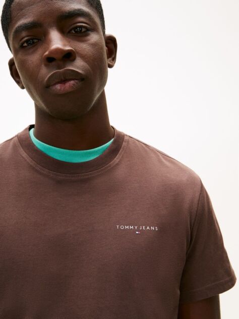 Brown Linear Logo Slim Crew Neck T-Shirt  Men