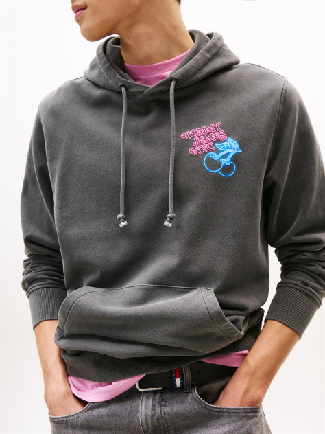 Black Back Graphic Regular Hoody  Men