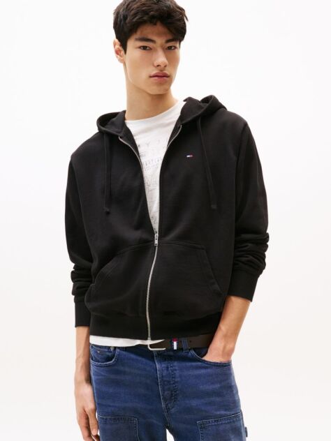 Μαύρο Άνετο Hoody Με Φερμουάρ  Άνδρες