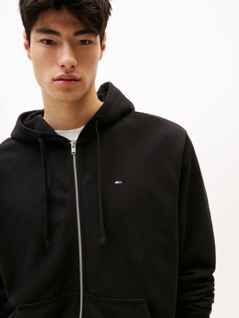 Μαύρο Άνετο Hoody Με Φερμουάρ  Άνδρες
