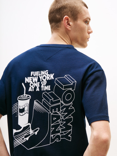 Μπλε T-Shirt Με Λογότυπο Στην Πλάτη Σε Κανονική Γραμμή  Άνδρες