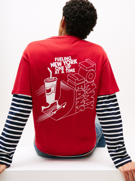Κόκκινο T-Shirt Με Λογότυπο Στην Πλάτη Σε Κανονική Γραμμή  Άνδρες