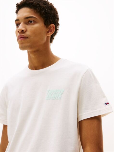 Άσπρο T-Shirt Σε Στενή Γραμμή Με Bubble Λογότυπο  Άνδρες