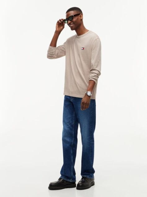 Brown Tonal Tommy Badge Long Sleeve T-Shirt  Men