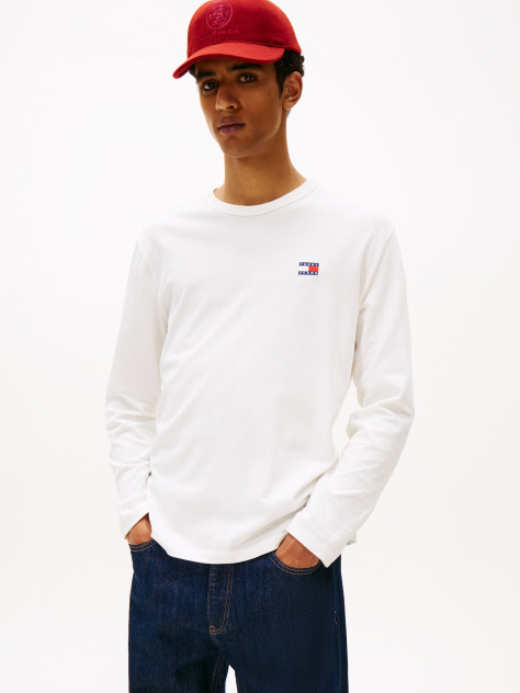 Μπεζ Μακρυμάνικο T-Shirt Με Tonal Λογότυπο Tommy  Άνδρες