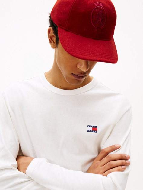 Μπεζ Μακρυμάνικο T-Shirt Με Tonal Λογότυπο Tommy  Άνδρες
