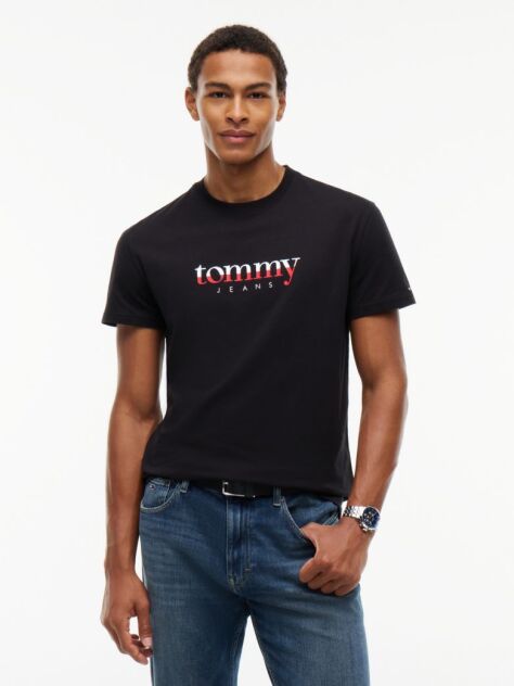 Black Logo Jersey Crew Neck T-Shirt  Men