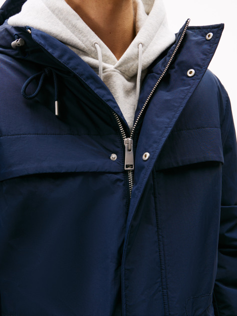 Blue Water Repellent Relaxed Padded Parka Coat  Men