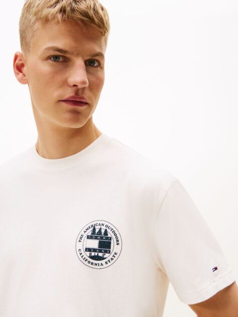 White Back Slogan Textured Relaxed T-Shirt  Men