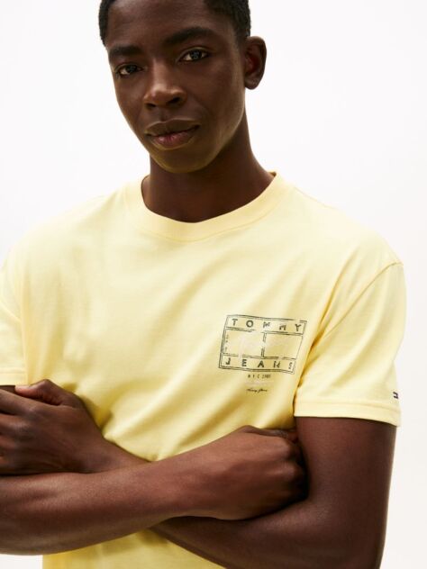 Κίτρινο T-Shirt Με Κλασική Λαιμόκοψη Και Signature Πίσω Λογότυπο  Άνδρες