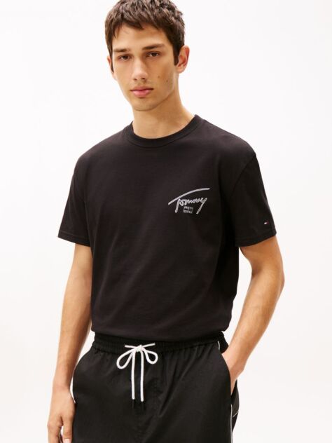Μαύρο T-Shirt Με Κλασική Λαιμόκοψη Και Signature Πίσω Λογότυπο  Άνδρες