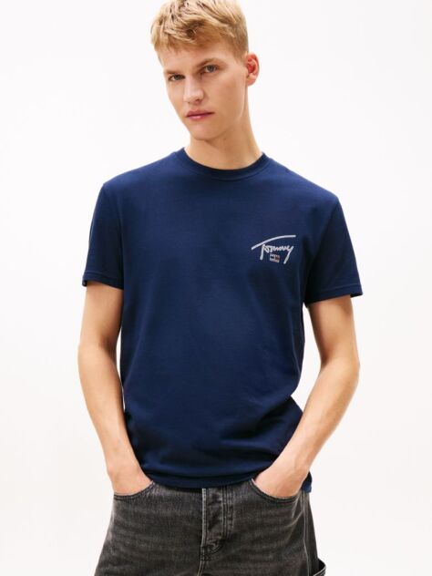 Blue Signature Back Logo Crew Neck T-Shirt  Men