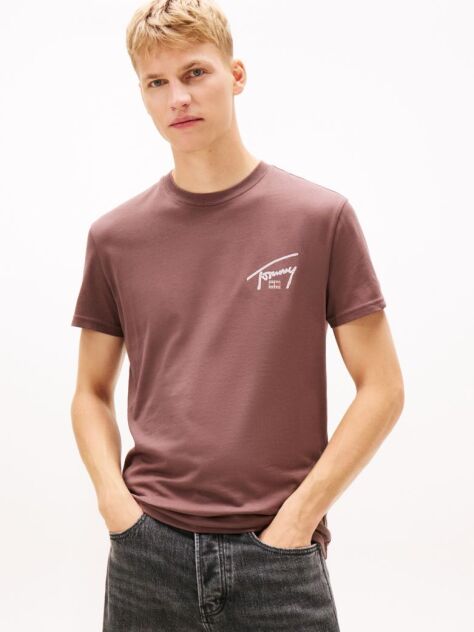 Καφέ T-Shirt Με Κλασική Λαιμόκοψη Και Signature Πίσω Λογότυπο  Άνδρες