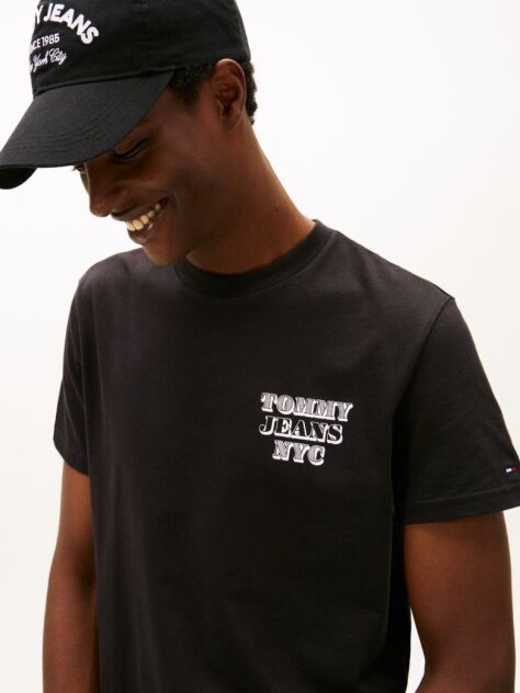 Μαύρο Slim T-Shirt Με Varsity Λογότυπο  Άνδρες