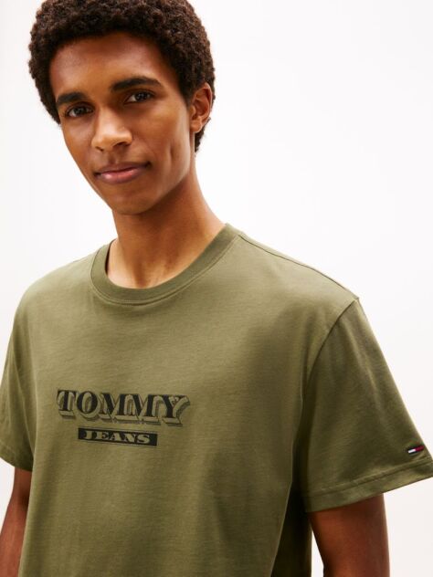 Πράσινο Κοντομάνικο T-Shirt Σε Κανονική Γραμμή Με Tonal Λογότυπο  Άνδρες