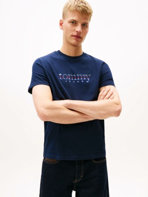 Μπλε T-Shirt Σε Slim Γραμμή Με Λογότυπο  Άνδρες