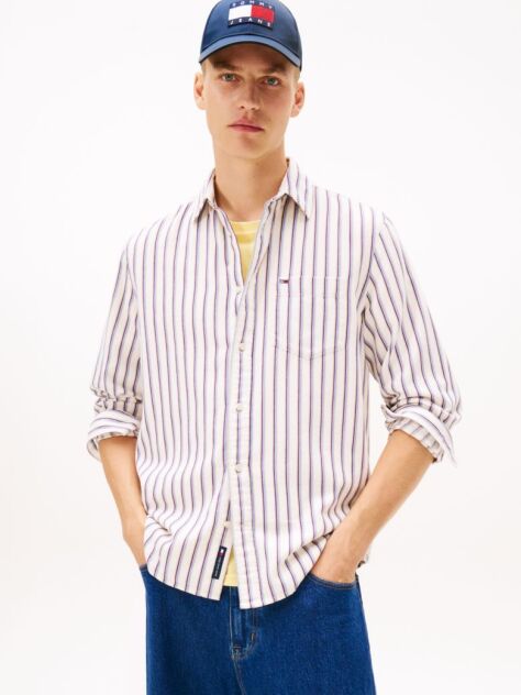 Multi Relaxed Fit Stripe Twill Shirt  Men