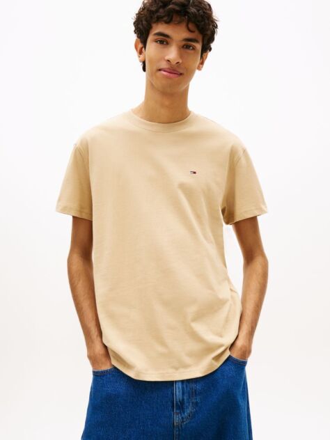 Μπεζ T-Shirt Με Κλασική Λαιμόκοψη Και Σημαία Tommy  Άνδρες