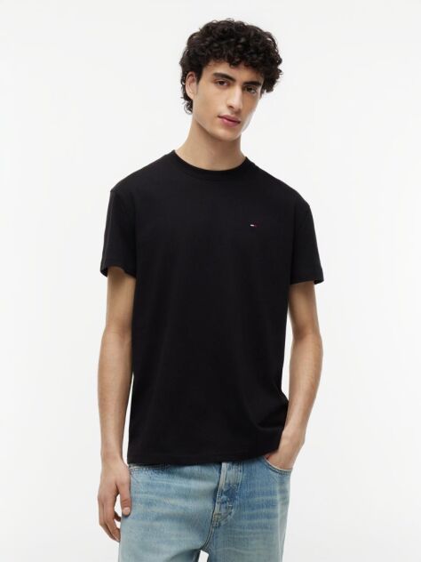 Black Tommy Flag Crew Neck T-Shirt  Men