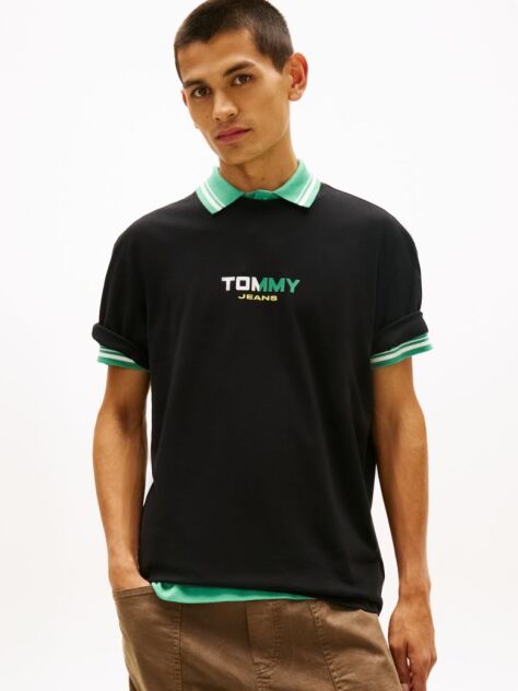 Μαύρο T-Shirt Σε Άνετη Γραμμή Με Λογότυπο Στην Πλάτη  Άνδρες