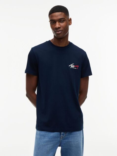 Blue Signature Logo Slim Jersey T-Shirt  Men