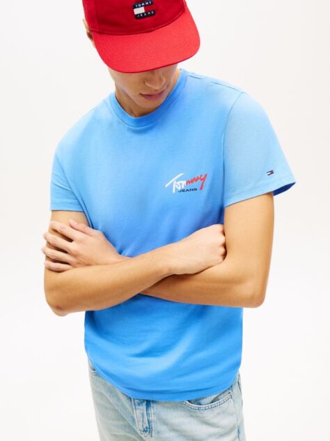 Blue Signature Logo Slim Jersey T-Shirt  Men