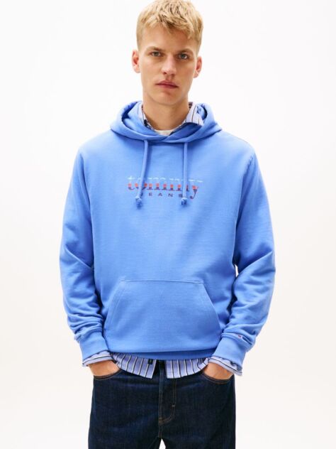 Blue Logo Terry Drawstring Hoody  Men