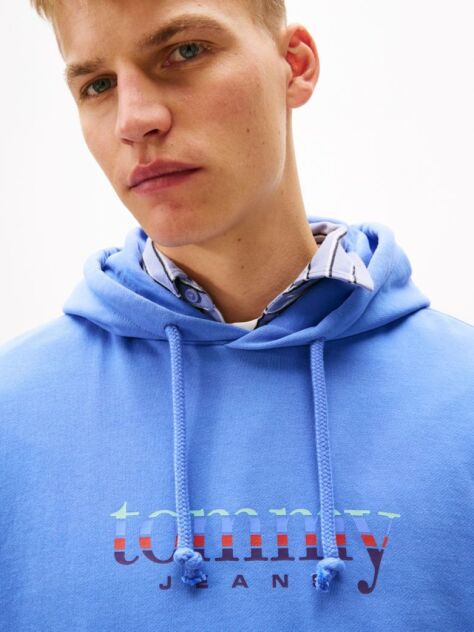 Blue Logo Terry Drawstring Hoody  Men