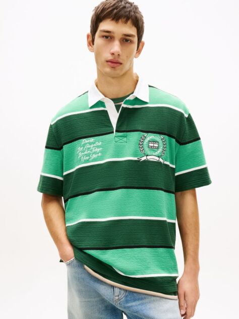 Multi Relaxed Fit Rugby Stripe Embroidery Polo Shirt  Men