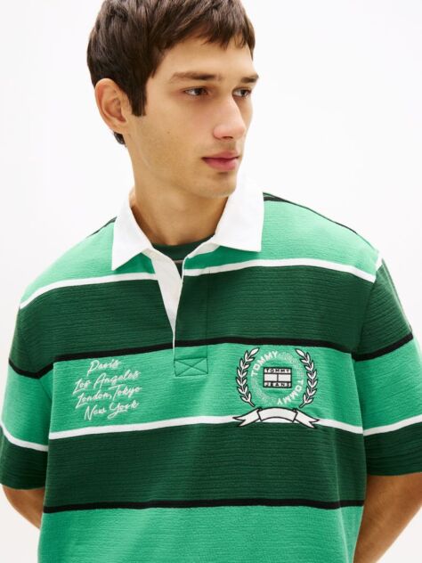 Multi Relaxed Fit Rugby Stripe Embroidery Polo Shirt  Men