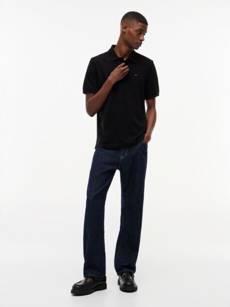 Black Hilfiger Flag Regular Fit Pique Polo Shirt  Men