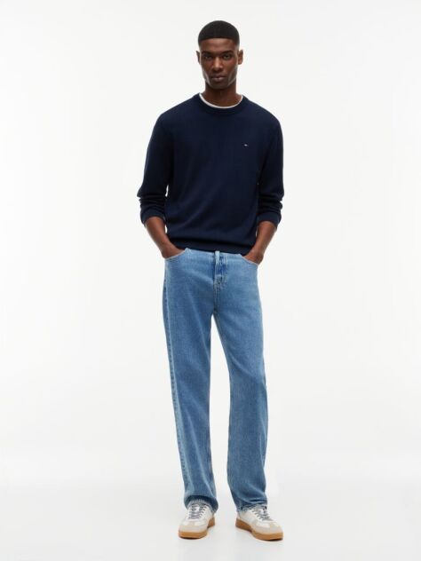 Blue Tommy Flag Slim Crew Neck Jumper  Men