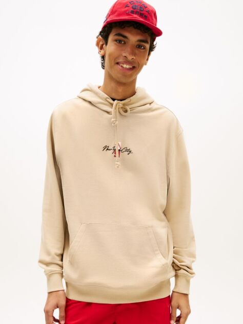 Brown Signature Back Logo Terry Drawstring Hoody  Men