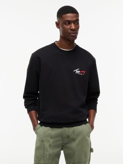 Black Logo Regular Crew Neck Sweatshirt  Men
