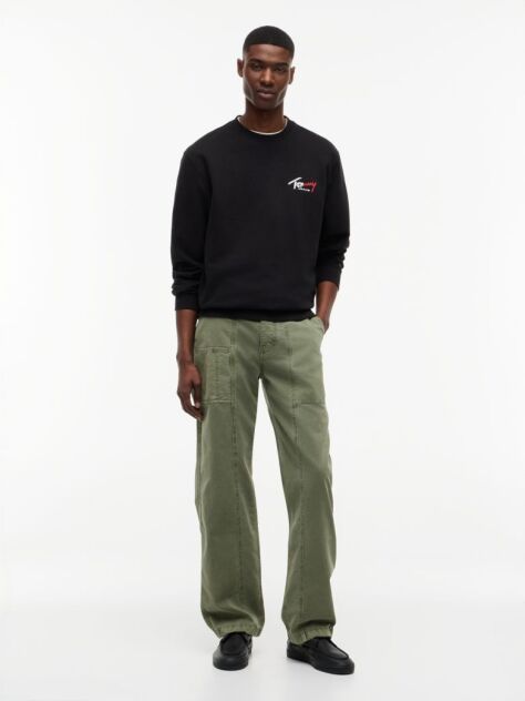 Black Logo Regular Crew Neck Sweatshirt  Men