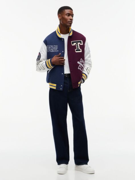 Multi Μάλλινο Τζάκετ Με Varsity Letterman Σχέδιο  Άνδρες